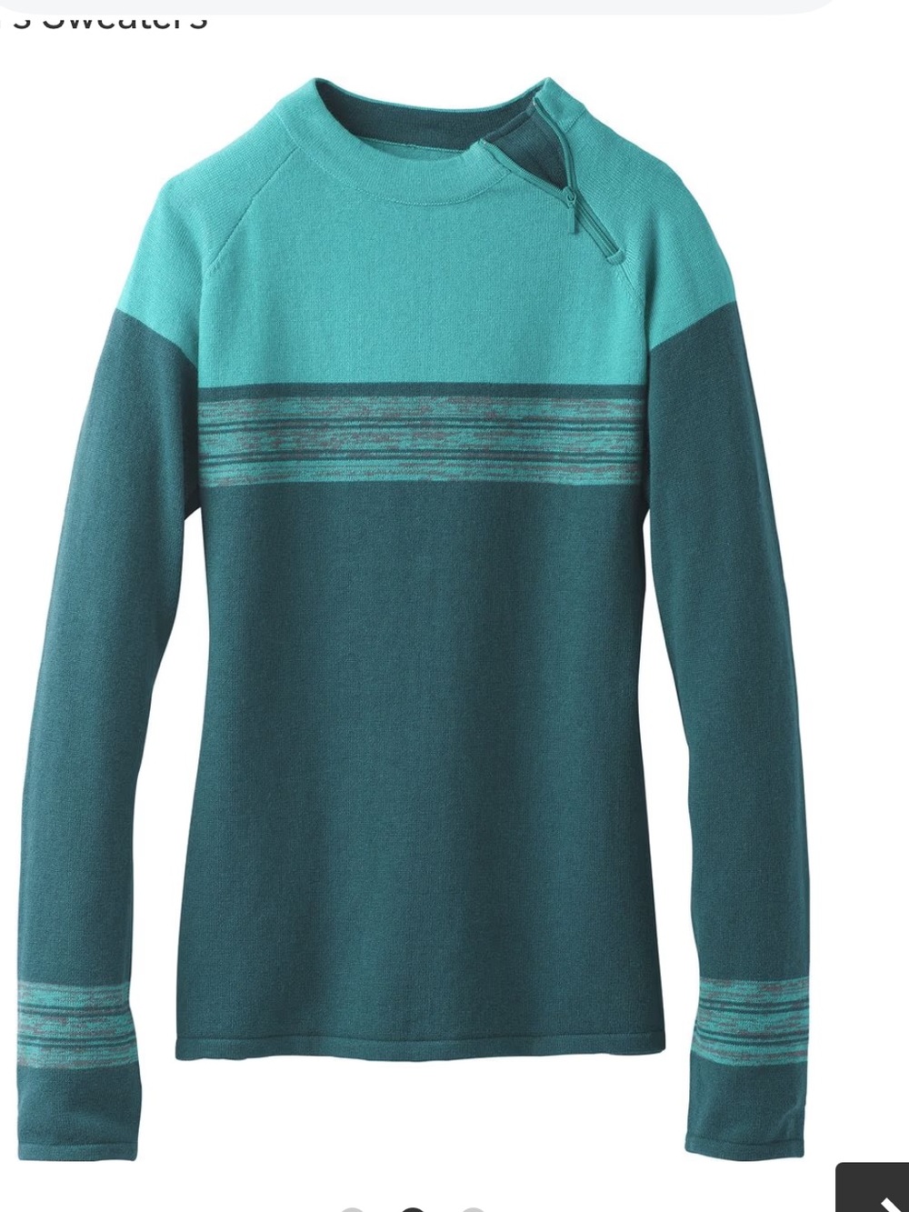 Prana Blue Teal Mariana Mock Turtleneck Sweater Wool Blend Size Small